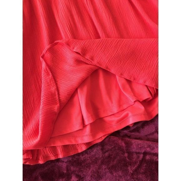 Torrid Coral Red Crocheted Lace Sleeveless Dress 10 Fit Flare Crinkle Christmas - Picture 8 of 12